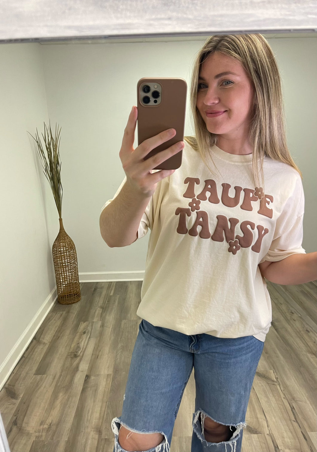 Puff Vinyl Ivory Taupe Tansy Tees
